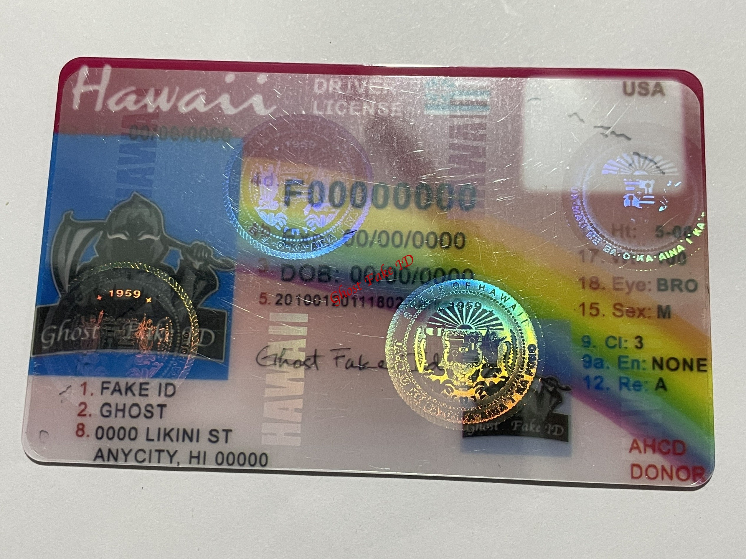 Hawaii - Scanable fake id